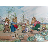 Gardening - Cute Bunnies - Margaret Tempest Postcard - Neko Stationary