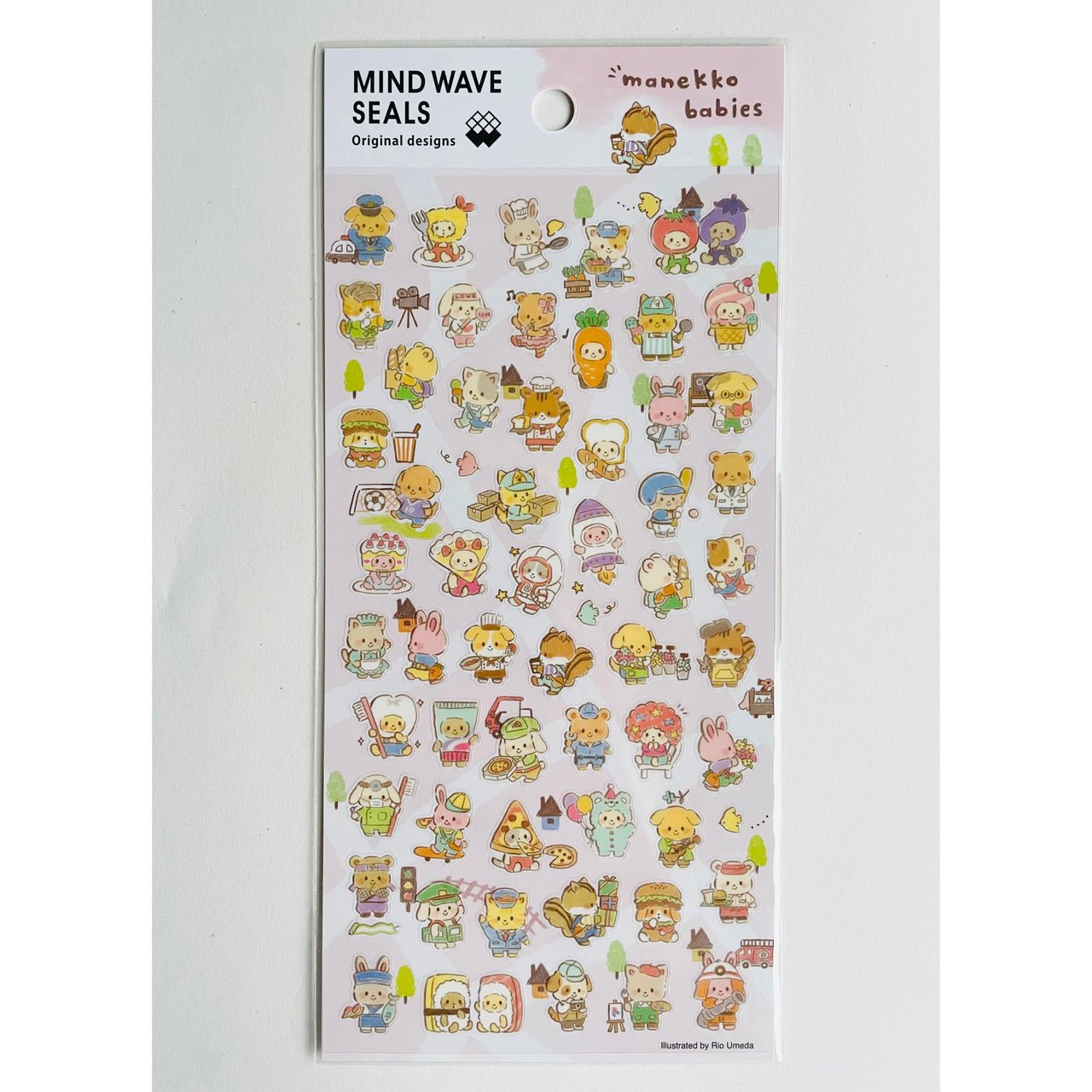 Japan Mind Wave Seals Manekko Babies Kawaii Animals Stickers Sheet - Neko Stationary