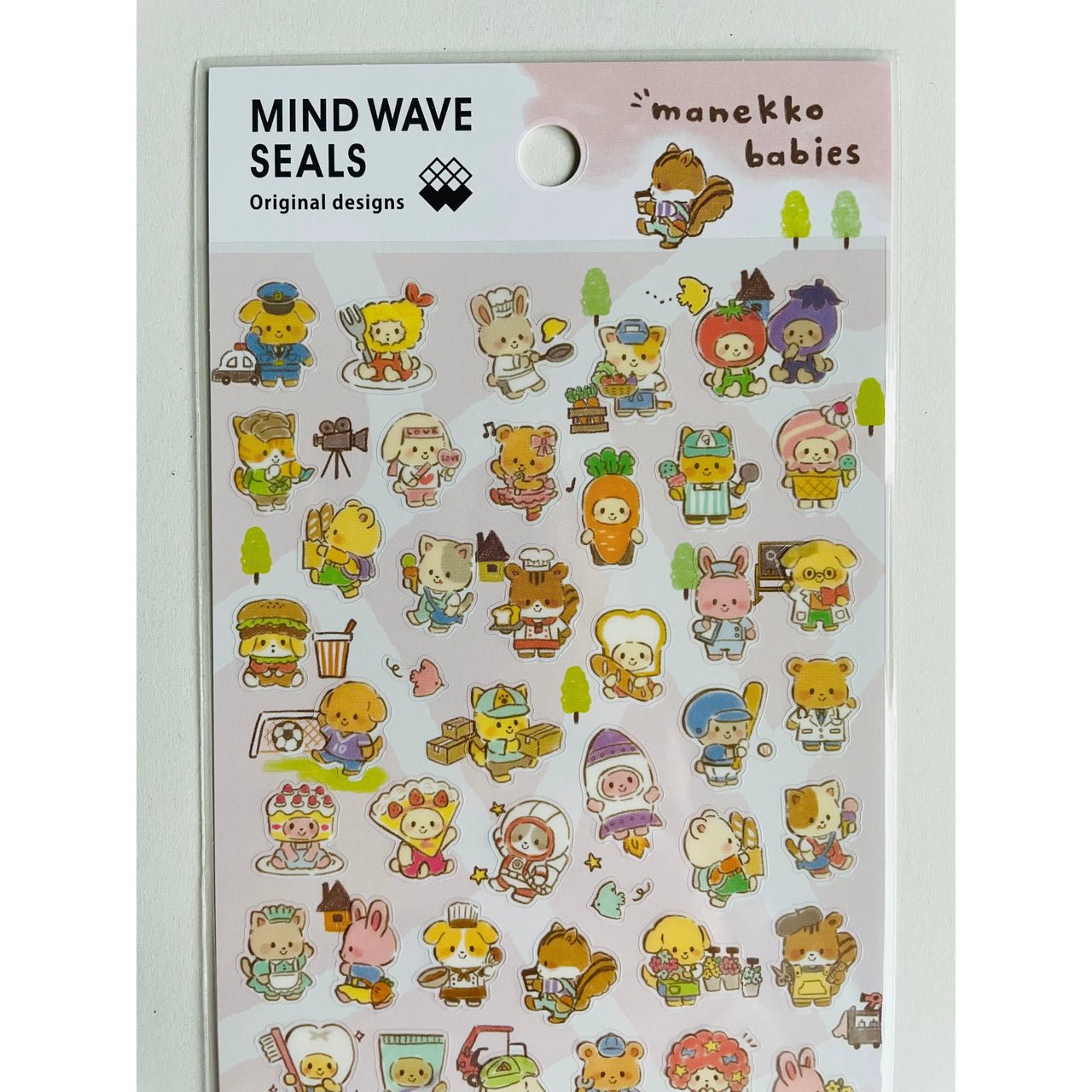 Japan Mind Wave Seals Manekko Babies Kawaii Animals Stickers Sheet - Neko Stationary