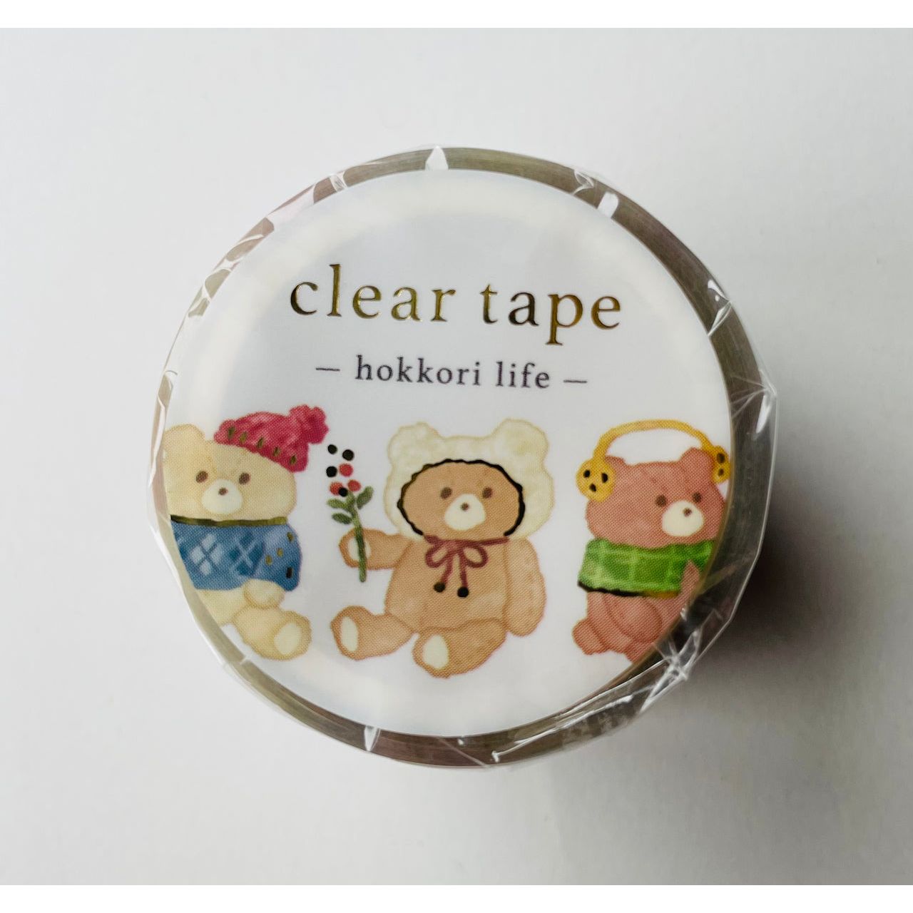 Japan Mind Wave Washi Tape Hokkori Life Bear Clear 30mm - Neko Stationary