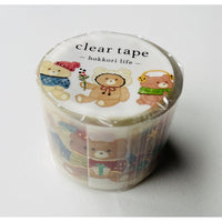 Japan Mind Wave Washi Tape Hokkori Life Bear Clear 30mm - Neko Stationary