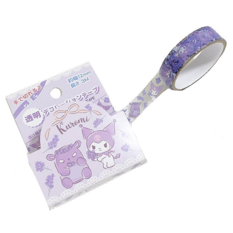 Japan Sanrio Transparent Decoration Washi Tape - Kuromi - Neko Stationary