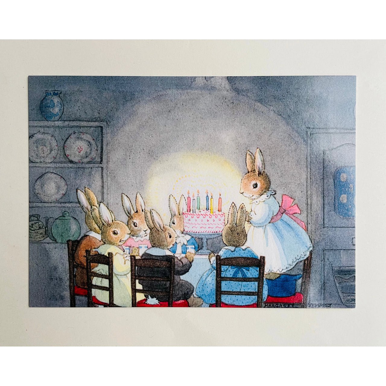 The Birthday Party - Cute Bunnies - Margaret Tempest Postcard - Neko Stationary